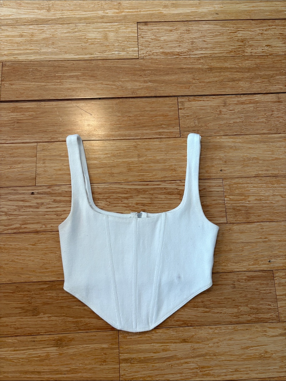 Princess Polly White Ribbed Corset Crop Top